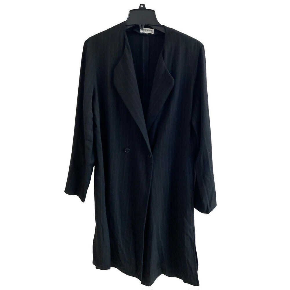 Giorgio Armani Le Collezioni blazer Long Wool Blend Striped Double Breasted